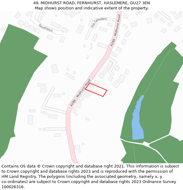 49, MIDHURST ROAD, FERNHURST, HASLEMERE, GU27 3EN: Location map and indicative extent of plot