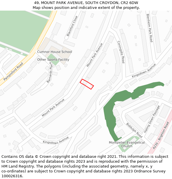 49, MOUNT PARK AVENUE, SOUTH CROYDON, CR2 6DW: Location map and indicative extent of plot