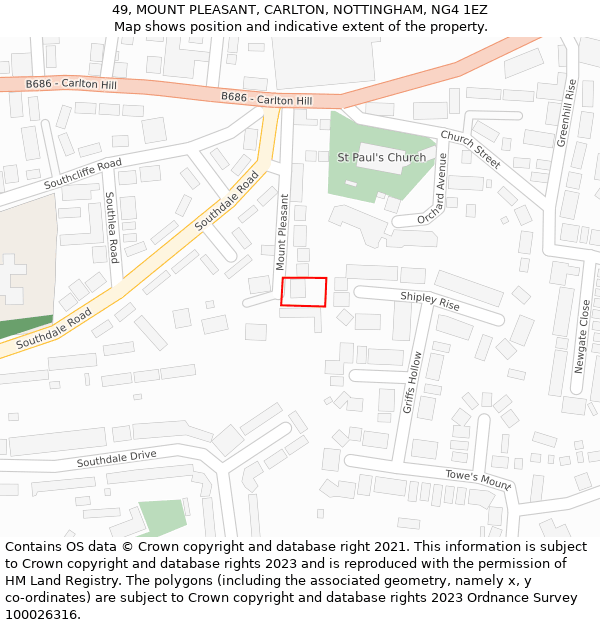 49, MOUNT PLEASANT, CARLTON, NOTTINGHAM, NG4 1EZ: Location map and indicative extent of plot