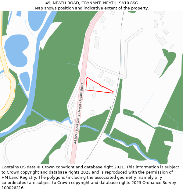 49, NEATH ROAD, CRYNANT, NEATH, SA10 8SG: Location map and indicative extent of plot