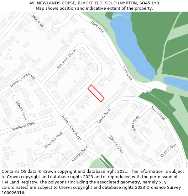 49, NEWLANDS COPSE, BLACKFIELD, SOUTHAMPTON, SO45 1YB: Location map and indicative extent of plot