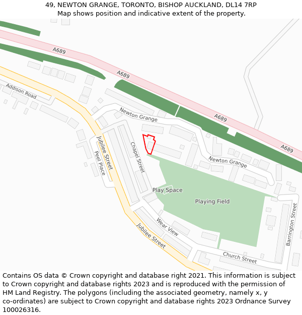 49, NEWTON GRANGE, TORONTO, BISHOP AUCKLAND, DL14 7RP: Location map and indicative extent of plot