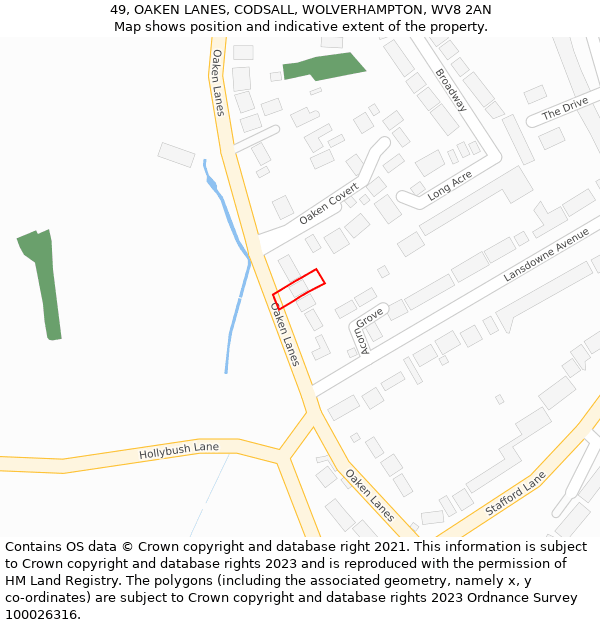 49, OAKEN LANES, CODSALL, WOLVERHAMPTON, WV8 2AN: Location map and indicative extent of plot
