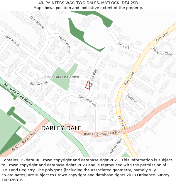 49, PAINTERS WAY, TWO DALES, MATLOCK, DE4 2SB: Location map and indicative extent of plot