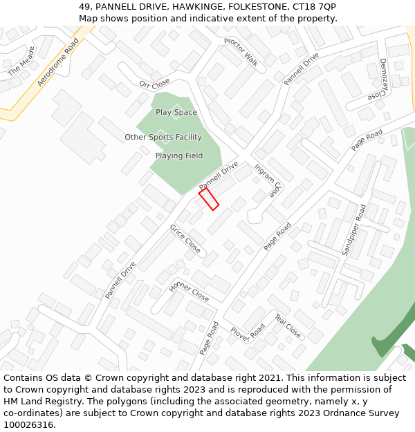 49, PANNELL DRIVE, HAWKINGE, FOLKESTONE, CT18 7QP: Location map and indicative extent of plot