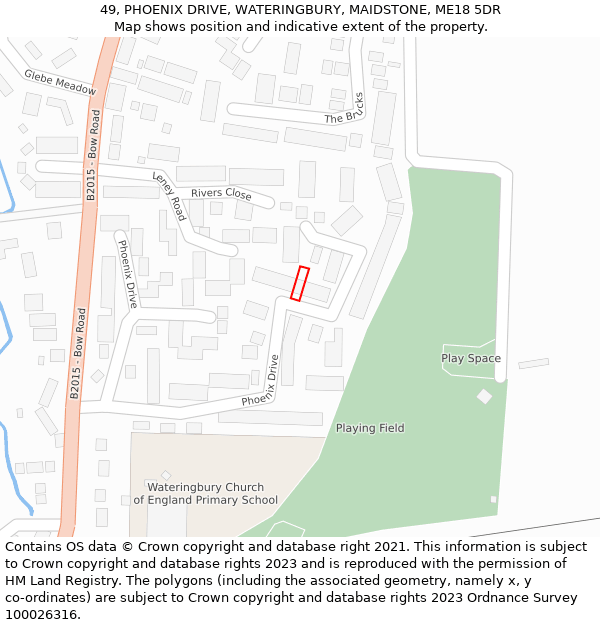 49, PHOENIX DRIVE, WATERINGBURY, MAIDSTONE, ME18 5DR: Location map and indicative extent of plot