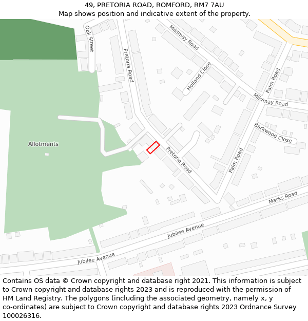 49, PRETORIA ROAD, ROMFORD, RM7 7AU: Location map and indicative extent of plot