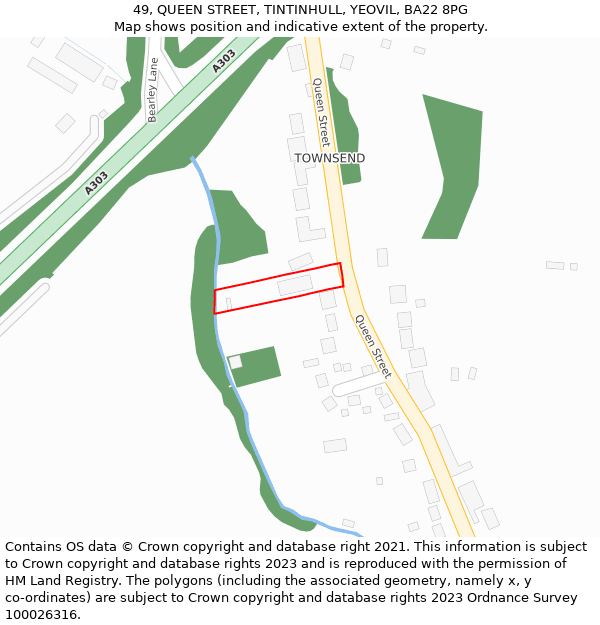 49, QUEEN STREET, TINTINHULL, YEOVIL, BA22 8PG: Location map and indicative extent of plot