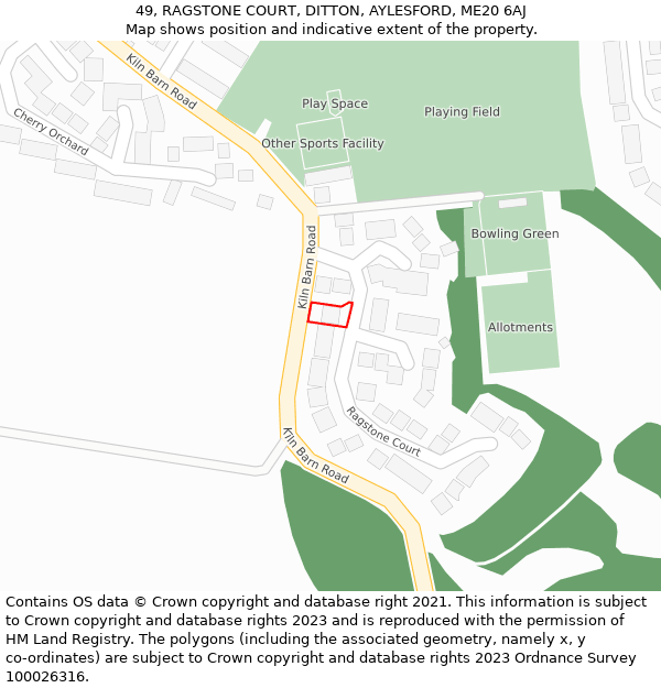 49, RAGSTONE COURT, DITTON, AYLESFORD, ME20 6AJ: Location map and indicative extent of plot