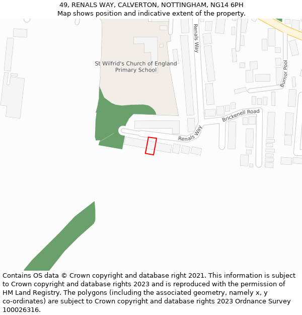 49, RENALS WAY, CALVERTON, NOTTINGHAM, NG14 6PH: Location map and indicative extent of plot