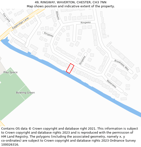 49, RINGWAY, WAVERTON, CHESTER, CH3 7NN: Location map and indicative extent of plot