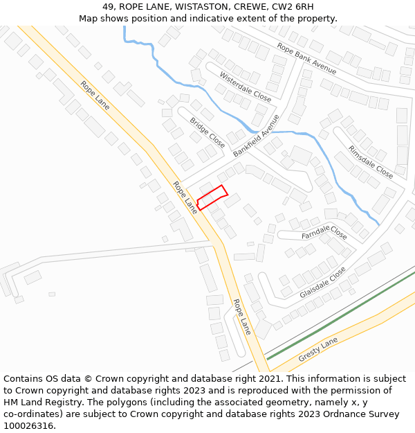 49, ROPE LANE, WISTASTON, CREWE, CW2 6RH: Location map and indicative extent of plot