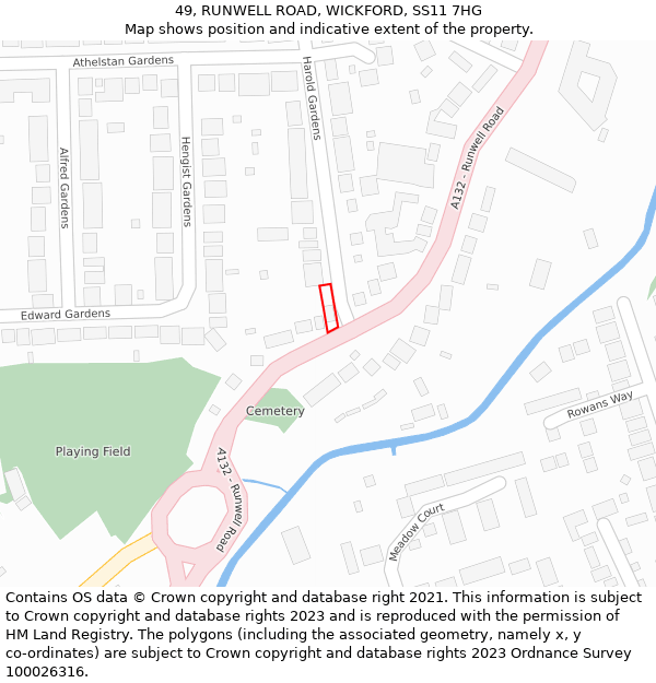 49, RUNWELL ROAD, WICKFORD, SS11 7HG: Location map and indicative extent of plot