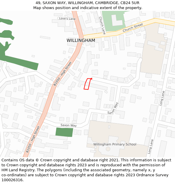 49, SAXON WAY, WILLINGHAM, CAMBRIDGE, CB24 5UR: Location map and indicative extent of plot