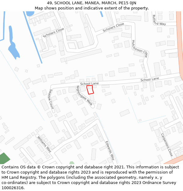 49, SCHOOL LANE, MANEA, MARCH, PE15 0JN: Location map and indicative extent of plot