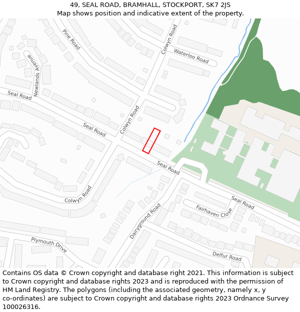 49, SEAL ROAD, BRAMHALL, STOCKPORT, SK7 2JS: Location map and indicative extent of plot