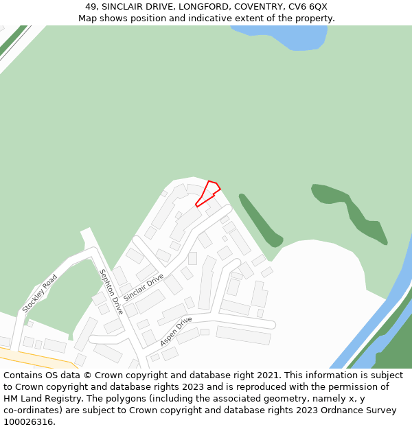 49, SINCLAIR DRIVE, LONGFORD, COVENTRY, CV6 6QX: Location map and indicative extent of plot