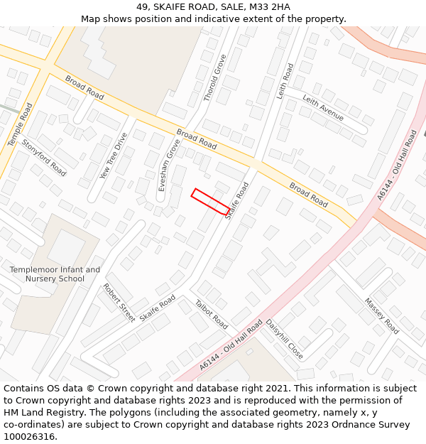 49, SKAIFE ROAD, SALE, M33 2HA: Location map and indicative extent of plot