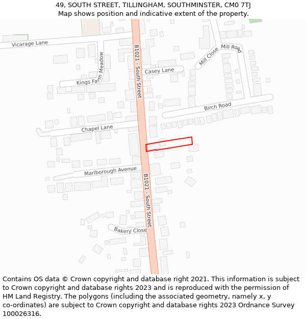 49, SOUTH STREET, TILLINGHAM, SOUTHMINSTER, CM0 7TJ: Location map and indicative extent of plot