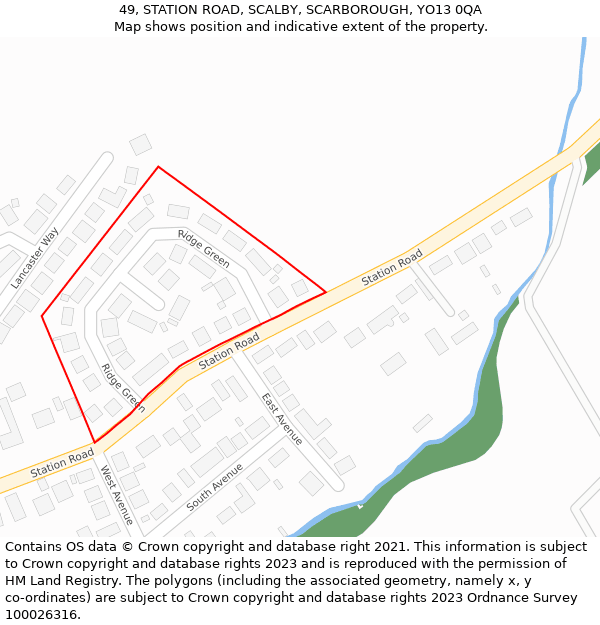 49, STATION ROAD, SCALBY, SCARBOROUGH, YO13 0QA: Location map and indicative extent of plot