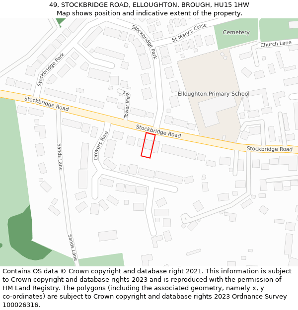 49, STOCKBRIDGE ROAD, ELLOUGHTON, BROUGH, HU15 1HW: Location map and indicative extent of plot