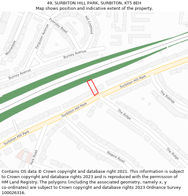 49, SURBITON HILL PARK, SURBITON, KT5 8EH: Location map and indicative extent of plot