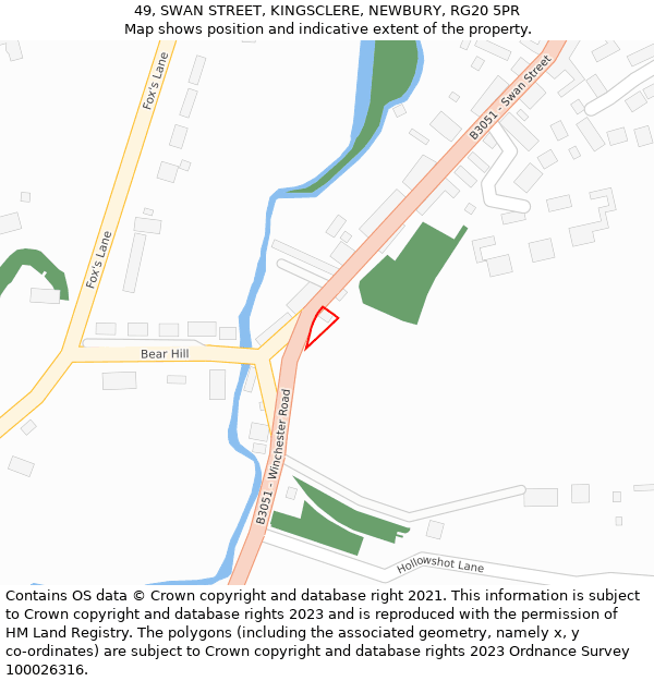 49, SWAN STREET, KINGSCLERE, NEWBURY, RG20 5PR: Location map and indicative extent of plot