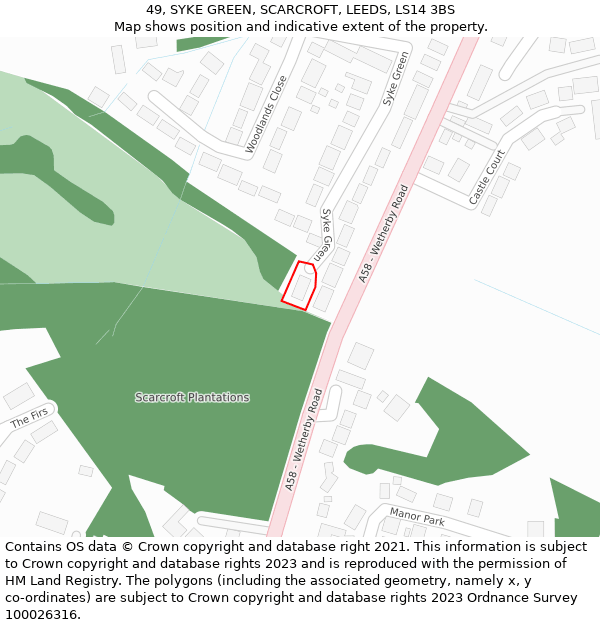 49, SYKE GREEN, SCARCROFT, LEEDS, LS14 3BS: Location map and indicative extent of plot