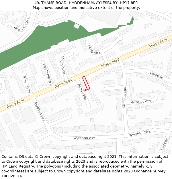 49, THAME ROAD, HADDENHAM, AYLESBURY, HP17 8EP: Location map and indicative extent of plot