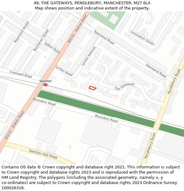 49, THE GATEWAYS, PENDLEBURY, MANCHESTER, M27 6LA: Location map and indicative extent of plot