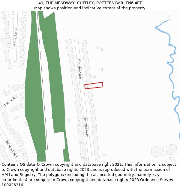 49, THE MEADWAY, CUFFLEY, POTTERS BAR, EN6 4ET: Location map and indicative extent of plot