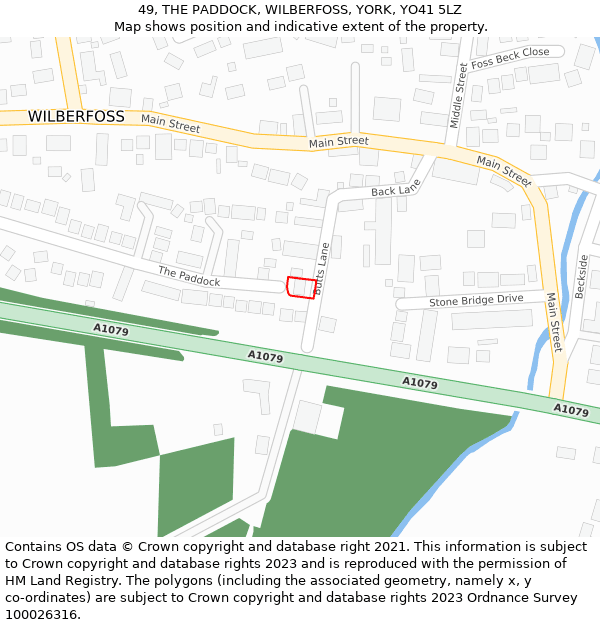 49, THE PADDOCK, WILBERFOSS, YORK, YO41 5LZ: Location map and indicative extent of plot