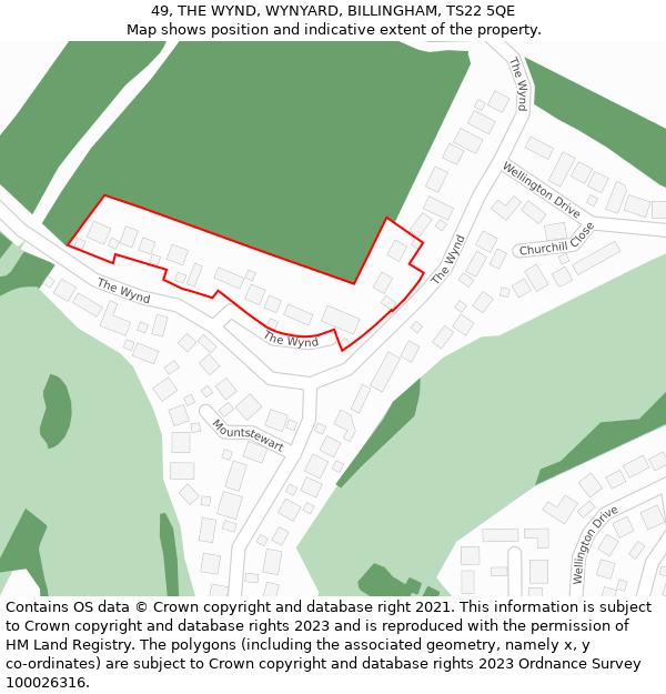 49, THE WYND, WYNYARD, BILLINGHAM, TS22 5QE: Location map and indicative extent of plot