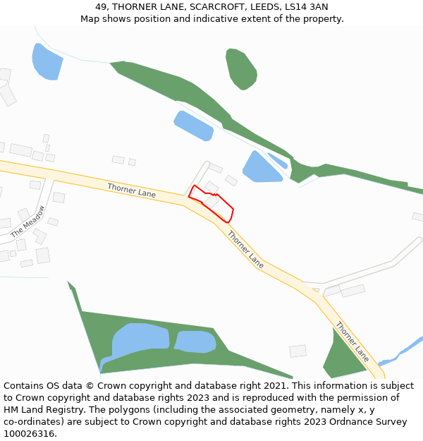 49, THORNER LANE, SCARCROFT, LEEDS, LS14 3AN: Location map and indicative extent of plot