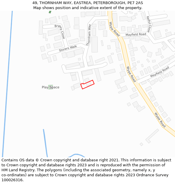 49, THORNHAM WAY, EASTREA, PETERBOROUGH, PE7 2AS: Location map and indicative extent of plot