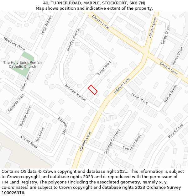 49, TURNER ROAD, MARPLE, STOCKPORT, SK6 7NJ: Location map and indicative extent of plot