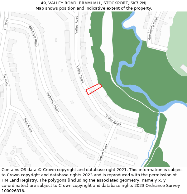 49, VALLEY ROAD, BRAMHALL, STOCKPORT, SK7 2NJ: Location map and indicative extent of plot