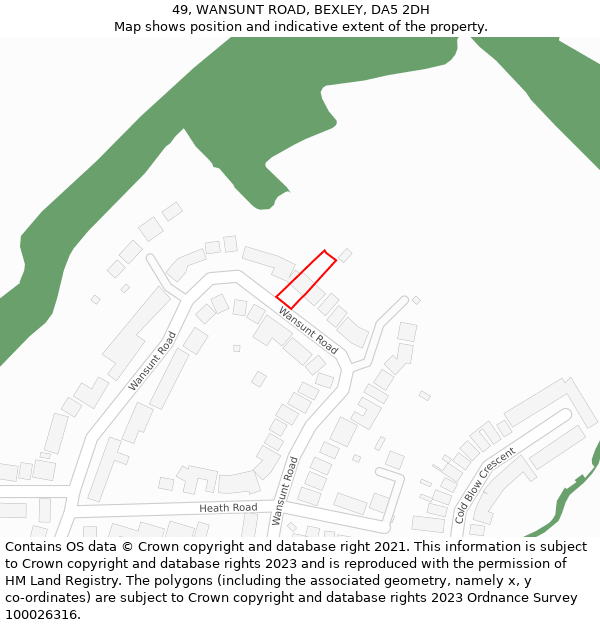 49, WANSUNT ROAD, BEXLEY, DA5 2DH: Location map and indicative extent of plot