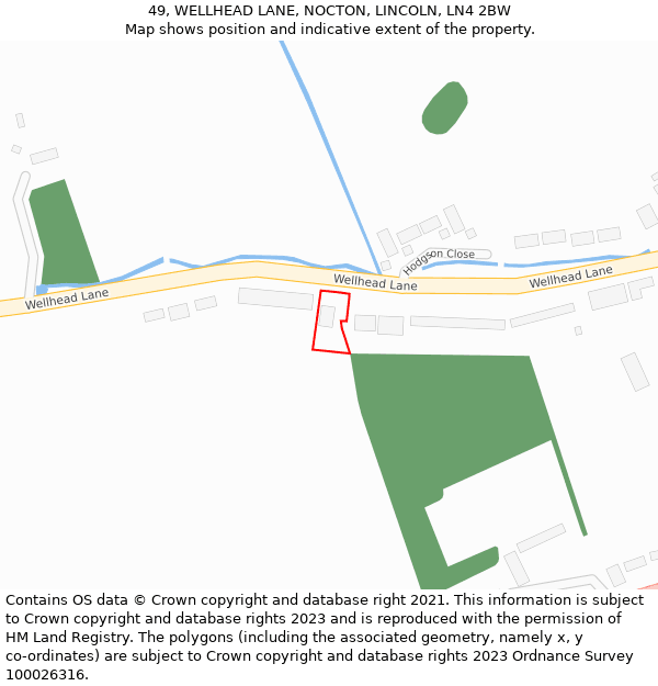 49, WELLHEAD LANE, NOCTON, LINCOLN, LN4 2BW: Location map and indicative extent of plot