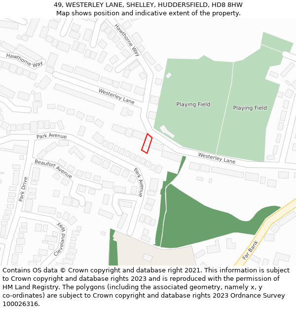 49, WESTERLEY LANE, SHELLEY, HUDDERSFIELD, HD8 8HW: Location map and indicative extent of plot