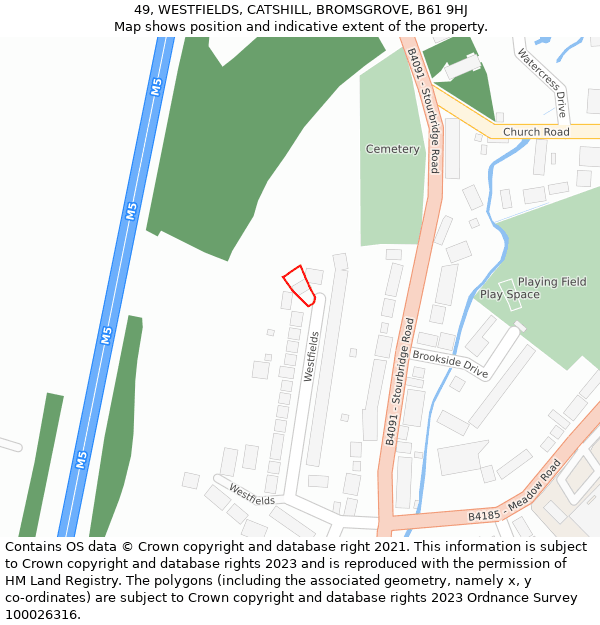 49, WESTFIELDS, CATSHILL, BROMSGROVE, B61 9HJ: Location map and indicative extent of plot