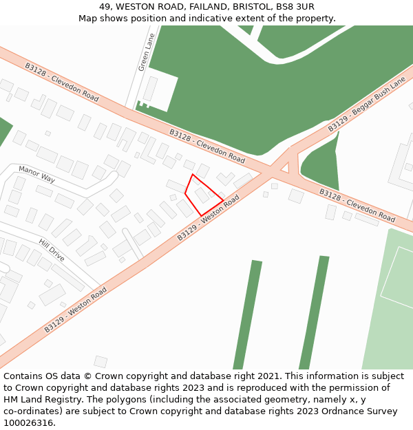 49, WESTON ROAD, FAILAND, BRISTOL, BS8 3UR: Location map and indicative extent of plot