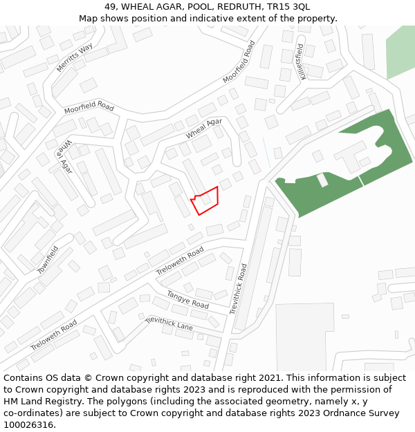 49, WHEAL AGAR, POOL, REDRUTH, TR15 3QL: Location map and indicative extent of plot