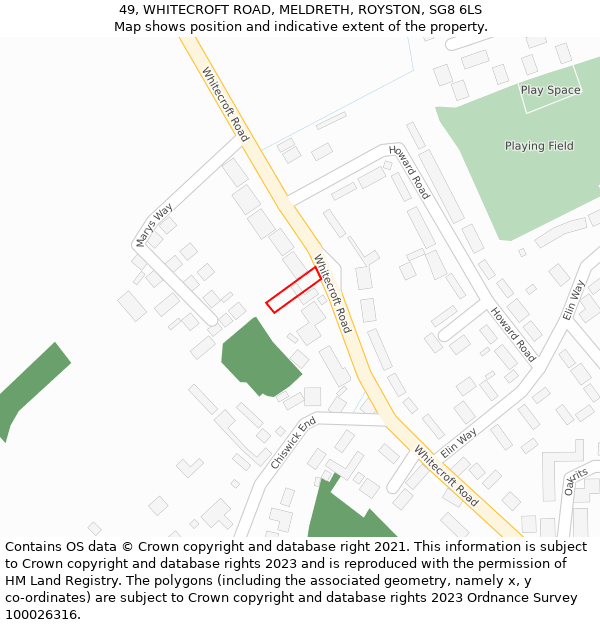 49, WHITECROFT ROAD, MELDRETH, ROYSTON, SG8 6LS: Location map and indicative extent of plot