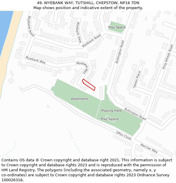 49, WYEBANK WAY, TUTSHILL, CHEPSTOW, NP16 7DN: Location map and indicative extent of plot