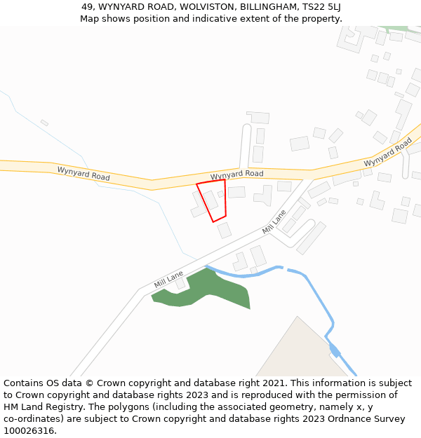 49, WYNYARD ROAD, WOLVISTON, BILLINGHAM, TS22 5LJ: Location map and indicative extent of plot