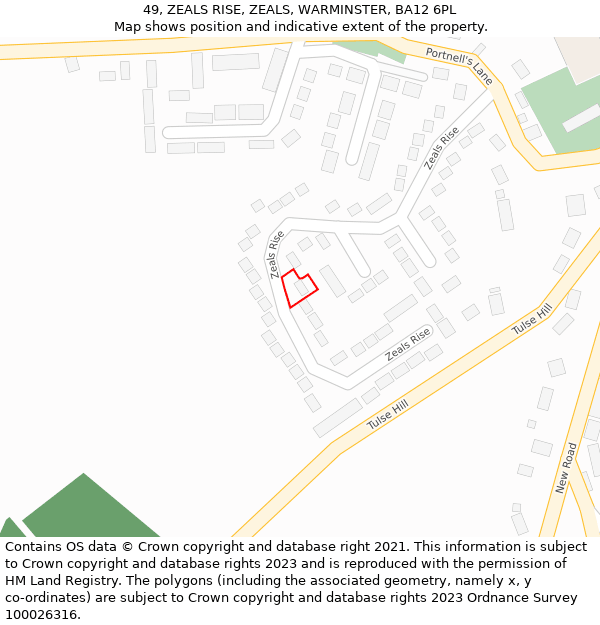 49, ZEALS RISE, ZEALS, WARMINSTER, BA12 6PL: Location map and indicative extent of plot