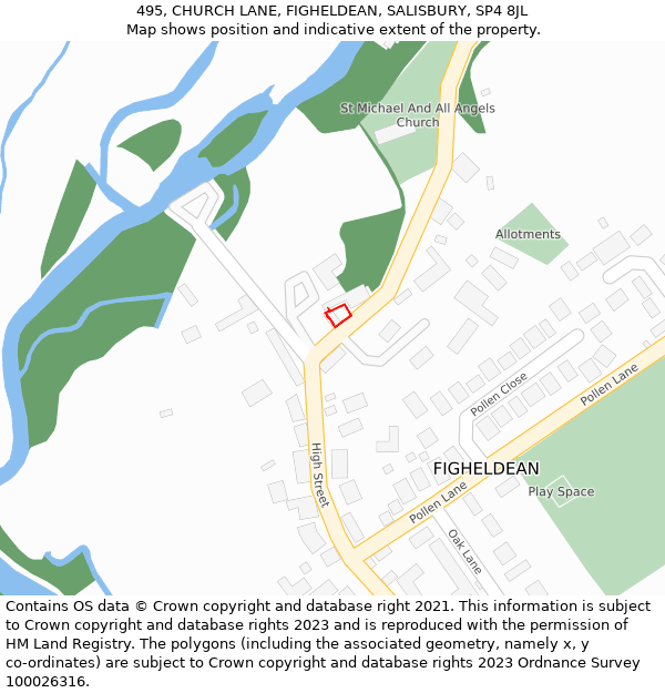 495, CHURCH LANE, FIGHELDEAN, SALISBURY, SP4 8JL: Location map and indicative extent of plot