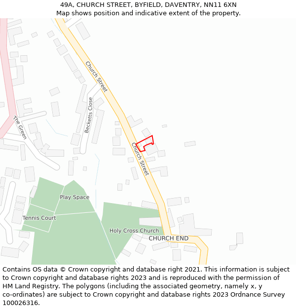 49A, CHURCH STREET, BYFIELD, DAVENTRY, NN11 6XN: Location map and indicative extent of plot