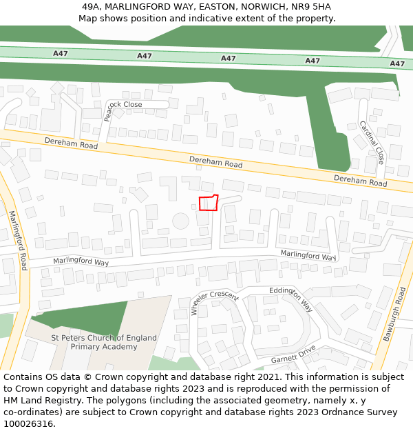 49A, MARLINGFORD WAY, EASTON, NORWICH, NR9 5HA: Location map and indicative extent of plot